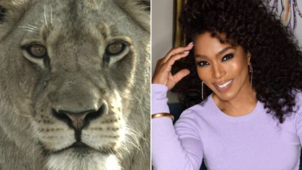 Angela Bassett with Malika the Lion Queen for Plimsoll and Fox © DR