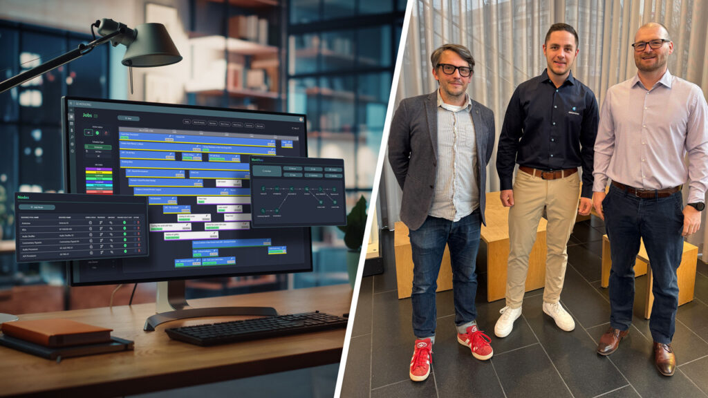 Thomas Pister, VP Solutions at LOGIC media solutions Lars von Oertzen, Business Development DirectoSkyline Communications et Jens Gnad, Managing Director at LOGIC media solutions